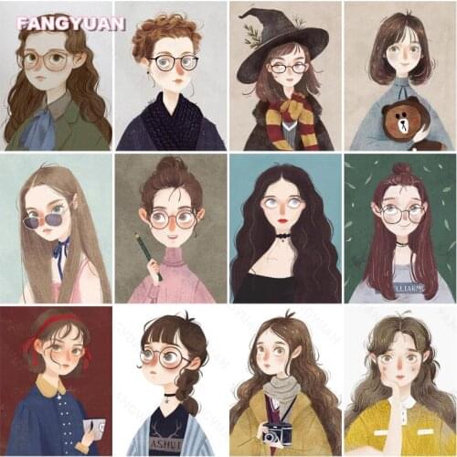 Diamond Painting Kit Hand Drawn Illustration Girls Wall Art Diamond Mosaic Art Paintings Full Round Sqaure Diamond Embroidery