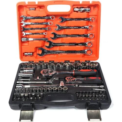82pcs/set Professional Auto Repair Tool Set Quick Ratchet Wrench Set Repair Tool Combination E7
