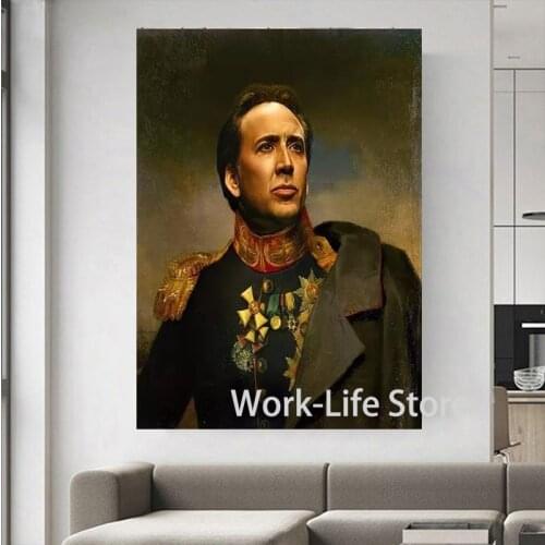 Wall Art Picture Canvas Printed Painting Modern Nicolas Cage Portrait Painting Poster Wall Art Poster for Living Room Décor