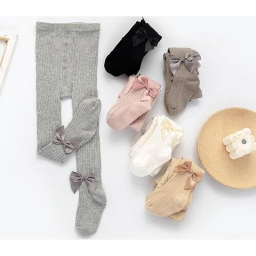 6M-12T Kids Girls Cute Bowknot Pantyhose Children Baby Girl Fashion Tights Cotton Clothing for Newborn Toddler Infant Spring New