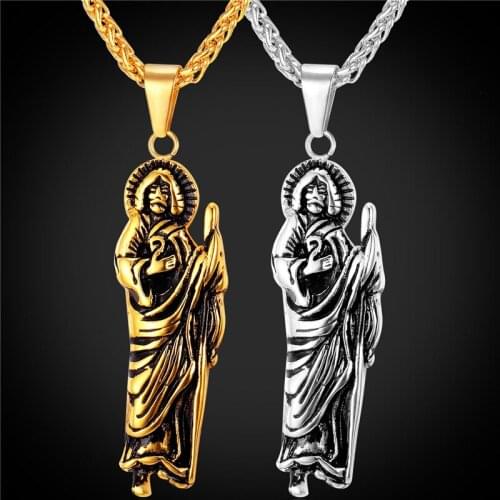 Jesus piece Necklace Pendant For Men Vintage Religious Christian Jewelry Stainless Steel/Gold Color Rope Chain 2016 New GP2182