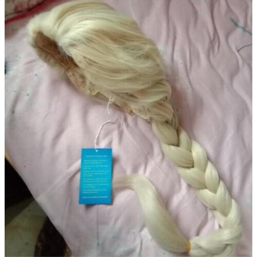 Wig Movies Frozen Snow Queen Elsa Blonde Hair Weaving Braid Cosplay Wigs free shipping