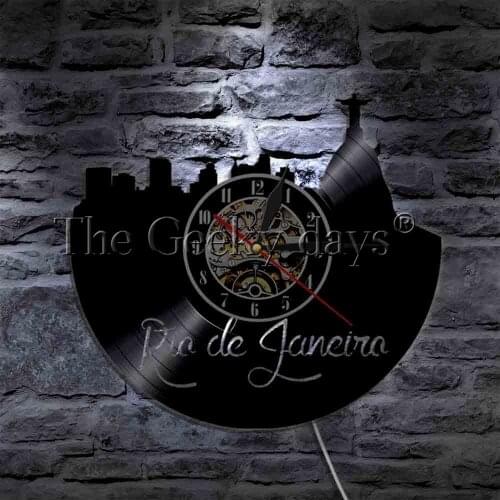 Rio De Janeiro Skyline LED Wall Art Brazil USB LED Lamp Nightlight Wall Clock LED backlight Christ the Redeemer