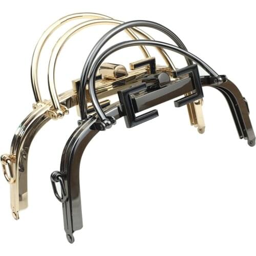 DIY Metal Bag Frame Clasp 20.5cm Double Handle Square Ring 8 Inch Purse Frame Craft Clasp Gold Black Bag Accessories KZ151324 #E