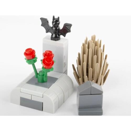 Building Blocks Street Light Graveyard City Parts Bricks Animals Snake Bat Grass Rose Plant Figure Halloween Toys for gifts C034