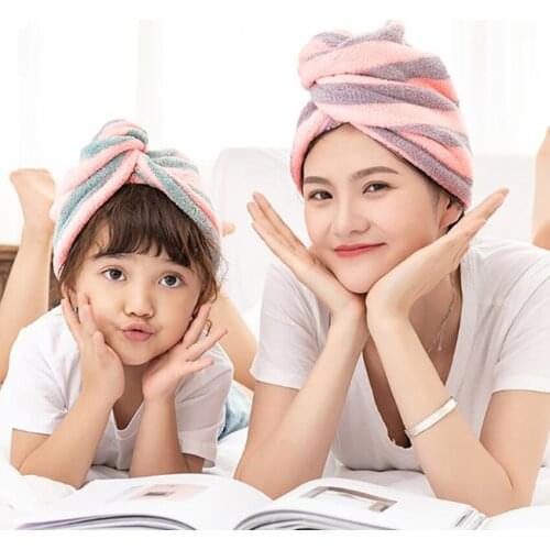 Super Absorbent Quick Dry Hair Cap Shower Caps For Household Bathroom Baby Woman Microfiber Thicken Dry Hair Cap With Button
