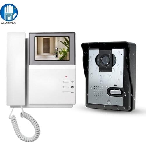Video Door Phone System 4.3" Clear LCD Monitor Wired Video Intercom Doorbell Kits Night Vision Camera Telephone Style Home Use