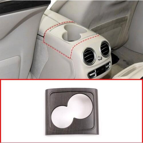 LHD Oak wood grain ABS For Mercedes-Benz E-Class W213 2016 2017 2018 Rear Seat Water Cup Holder Cover Trim ABS Car Accessories