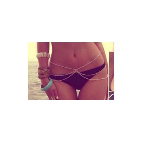 2020 New Ladies Sexy Crossover Gold Body Belly Waist Chain Bikini Beach Harness Necklace