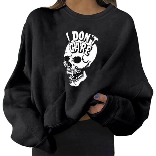 Women Halloween Long Sleeve Skull Printed T-shirt Ladies Casual Harajuku Goth Clothes Tops Fashion Graphic T Shirts Футболка