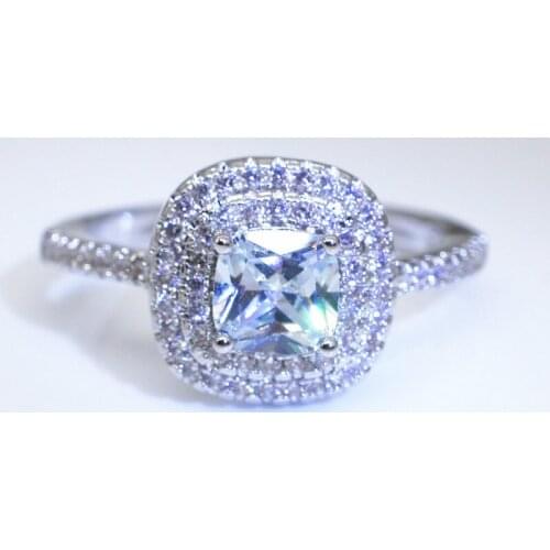 Womens S925 Silver AAA Zircon Ring Engagement Wedding Gift Jewelry Ring Wholesale