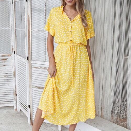 Ladies Dress Short Sleeve Printing 4 Colors Women Stand-up Collar Dress for Beach vestidos платье летнее женское2021
