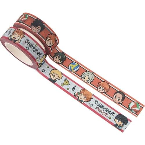 1.5cmx5m Anime Haikyuu! Volleyball Washi Tape Cartoon Character Paper Adhesive Tape DIY Journal Decoration Masking Tapes