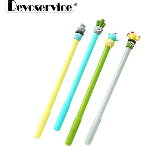 1Pcs Cute Cactus Potted Plants Shape Gel Pen Cartoon Neutral Pen Stationery Fine Point 0.5MM Black Ink Office School Supplies