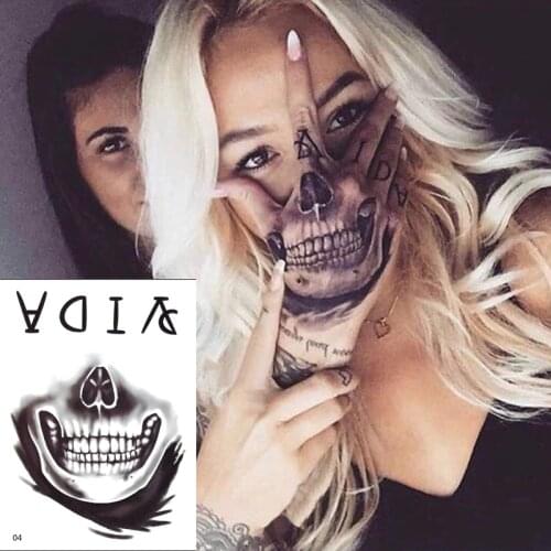 10pcs/lot Halloween Waterproof Temporary Tattoo Sticker Skull Head Fake Tatoo hand rose tatoo foot tatouage Girl Men Women party