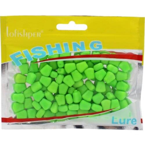 100pcs/lot Soft Corn Bait with Corn Smell Silicone Fishing Lure Floating Soft Pellet Lure Grass Carp Fishing Bait