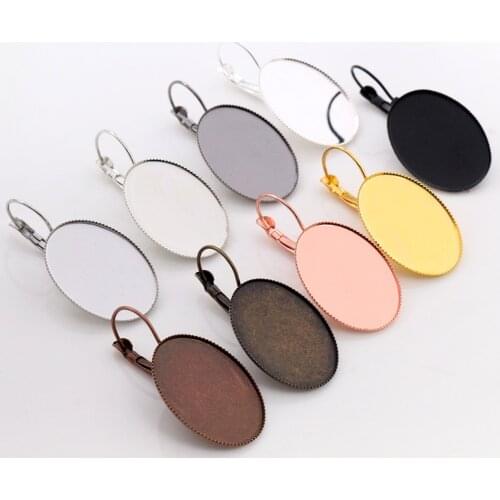 10x14mm 13x18mm 18x25mm 10pcs Classic 9 Colors French Lever Back Earrings Blank/Base,Fit Oval glass cabochons;Earring bezels