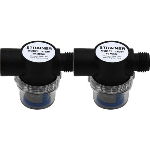 2xTwist-On Water Strainer - 1/2" Barb Inlet - Clear Bowl for Diaphragm Pumps