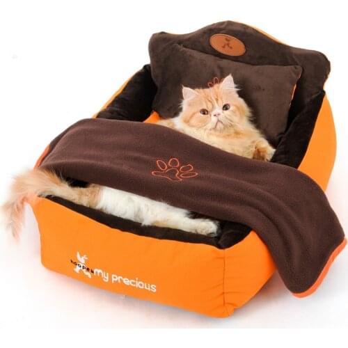 Completely Removable & Washable 3PCS Pet Cat Dog Bed with Double Sided Cushion,Soft Pillow & Blanket Pet House Gift
