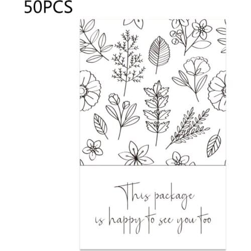 50Pcs/Pack Colorful Floral Leaf Rectangle Stickers This Package Is Happy To See You Too Letters Seal Labels with Self for B03E