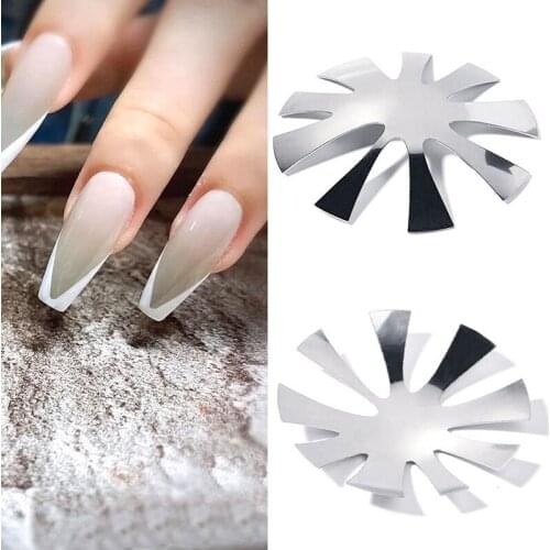 9 Sizes New French Style Nail Stainless Steel Plates Model Polishing Manicure DIY Tools Salon Crystal Nail Template