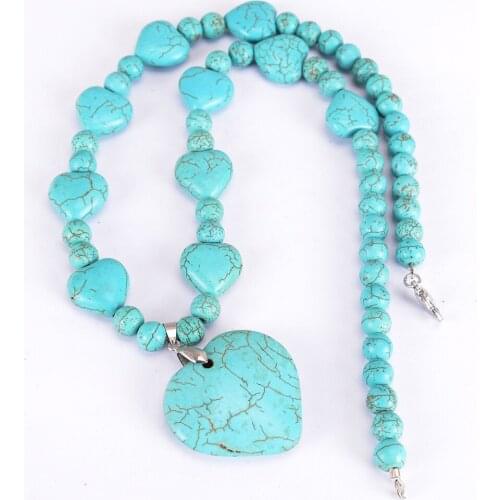 2019 Natural Gem Stone Beads White Red Green Howlite Men Necklaces Pendants Reiki Healing Bohemian Boho Fashion Jewelry T032