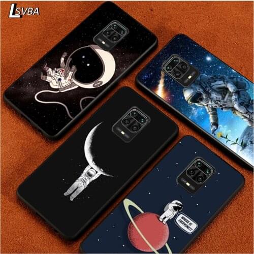 Black Soft Cover Astronaut on space for Xiaomi Redmi Note 9 9S 8 8T 7 7S 6 5A 5 4X 4 Pro Max Prime Phone Case