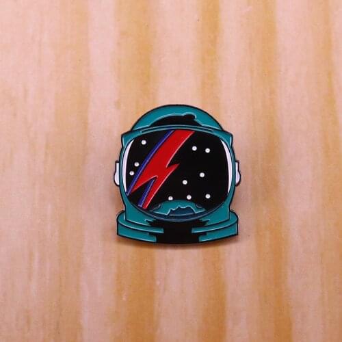 David Bowie inspired space helmet enamel pin cool-looking gift for astronaut artist