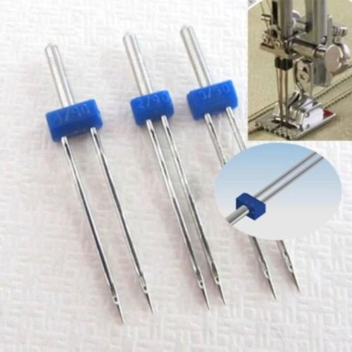 3PCS/set Size 2mm 3mm 4mm Steel Twin Double Needle Sewing Machine Needles Pins Cloth Decor Needlework Knitting Needles