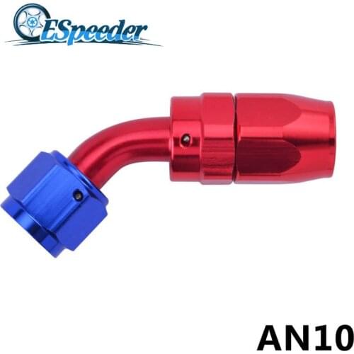 ESPEEDER AN10 Elbow 45 Degree Swivel Fitting Oil Fuel Line Adapter Anoized Aluminium Fitting Hose End Oil Fuel Reusable Fittings
