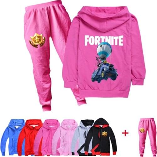 Fortnites Cartoon Print Childrens Zipper Long Sleeves And Pantsuit Spring Autumn Sports Suit Tracksuit