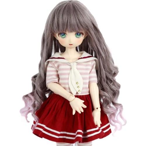 MUZIWIG 1/3 1/4 1/6 BJD Doll Wig Doll Accessories Long Bangs Curly Hair High Temperature Wire Wavy Wig For Girl DIY BJD Doll