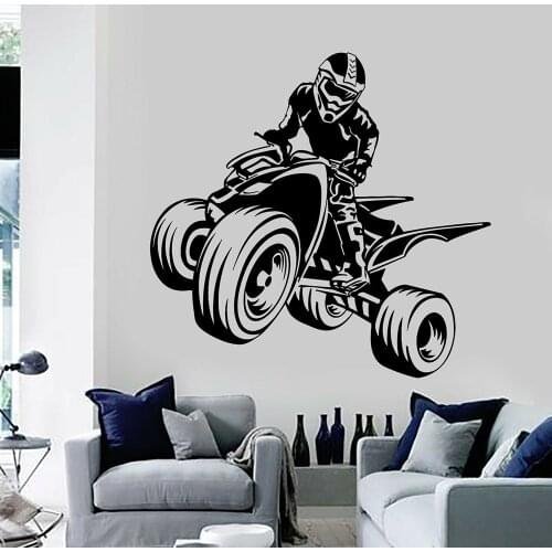 Quad Bike Wall Decal ATV Racing Rider Extreme Sports Vinyl Stickers Man Cave Boys Room Home Interior Decor Art Wallpaper Z828