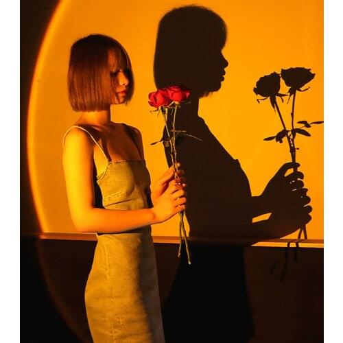 Sunset projector lamp rainbow atmosphere USB Projection Night Light for Live Stream Youtube Desk Lamps for Bedroom Wall Decor