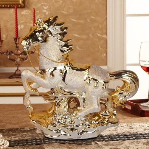 [li] twelve soil ceramic ceramic horse Zodiac decoration office decoration Home Furnishing Zhaocai electroplating Malaysia
