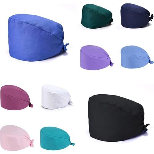 Fashion New Cotton Solid Solor Caps High Quality Hat Breathable Adjustable Women Men Beauty Laboratory Pet Shop Scrub Cap