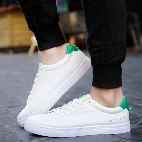 New Man Casual Shoes Classic White pu Leather shoes Tenis Trainers cheap Mens Sneakers flat Walking Shoes dropshipping ST473