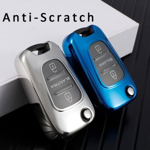 Soft TPU Car Flip Key Case Cover Shell Keychain for Hyundai I30 I40 IX25 Creta IX35 HB20 Solaris Elantra Accent Protector