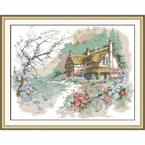 The Run of The Country Landscape DIY Handmade Printed Patterns on Canvas Cross-stitch Kits Embroidery Needlework Set Home Decor