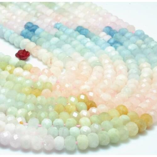 Natural Morganite Faceted Rodelle Loose Beads Wholesale Gemstone Semi Precious Stone Bracelet Necklace Diy Jewelry Making Design