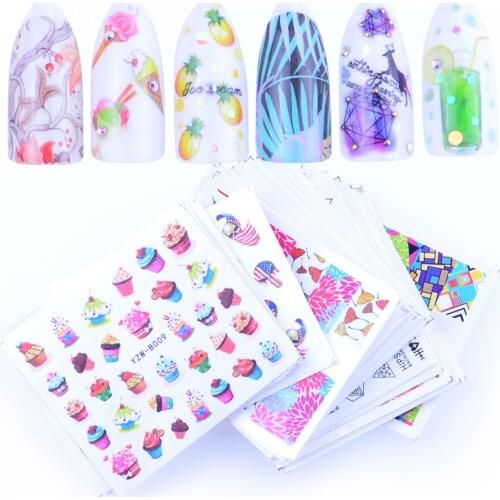 49pcs/set Water Transfer Nail Art Sticker Set Dandelion Flower Leaf Decal Slider Wraps Tips Decor DIY Manicure New