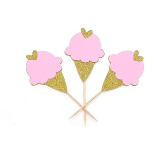 Personalised Ice Cream Cupcake Topper /Custom glitter Ice Cream Cone toppers/table decorations/Birthday glod topper/ Baby Shower