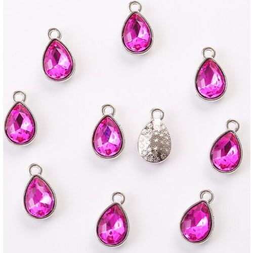 10pcs Rose Crystal Pendant Gold/Rose gold Tone 8×15mm,DIY Handmade Accessories Making Or Bracelet Necklace