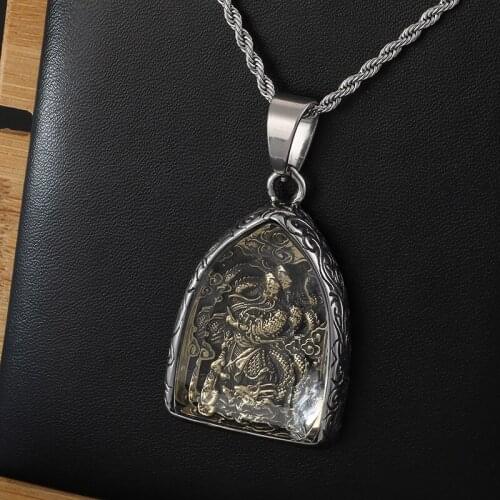 National wind jewelry Titanium steel Qinglong Haoyue knife Guan Gong mens pendant