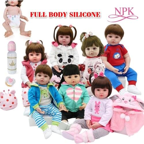 47cm Full Body Silicone Water Proof Bath Toy Popular Reborn Toddler Baby Dolls Bebe Doll Reborn Lifelike Gift With Pearl Bottle