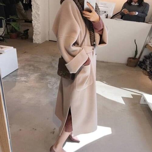 Simple Woolen Coat Mid-length 2021 Autumn And Winter New Korean Basic Sweater Coat To Keep Warm Qm