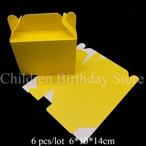 6pcs/lot plain color yellow candy boxes yellow theme birthday party decorations baby shower solid color rectangle gift boxes