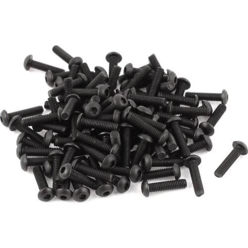 100Pcs Black M2 M2.5 M3 M4 Thread Dia. Alloy Steel Hex Socket Button Head Machine Screws Bolts D*L