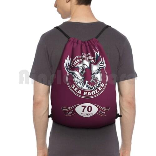Manly Sea Logo-70 Years Backpack Drawstring Bag Riding Climbing Gym Bag Manly Manly Warringah Sea Manly Sea 70 Years Sports