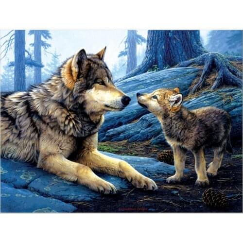 Counted Cross Stitch Kits Needlework Embroidery - Crafts 14 ct Aida Color DIY Arts Handmade Home Decor - Brother Wolf